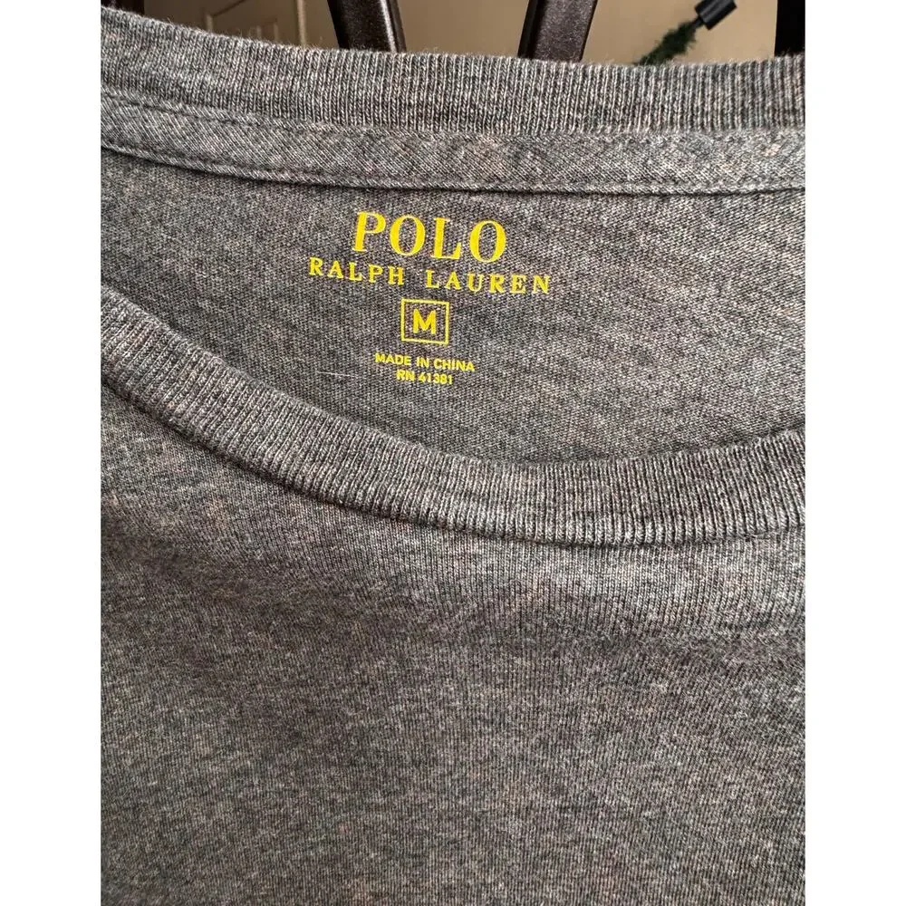 Polo Ralph Lauren Long Sleeve Pocket T-Shirt Men’s Medium Gray Crewneck Logo Tee